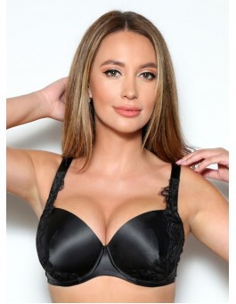 Стилен сутиен от сатен и дантела S2247 black Стилен сутиен от сатен и дантела S2247 black