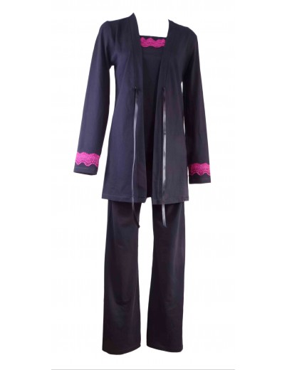 Изискана дамска пижама от 3 части 530 black Изискана дамска пижама от 3 части 530 black